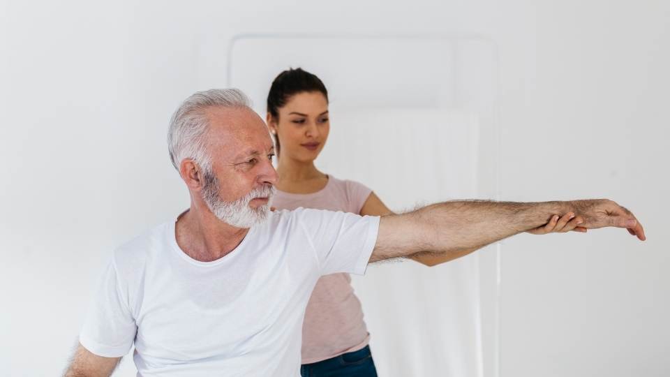 Man lifting arm